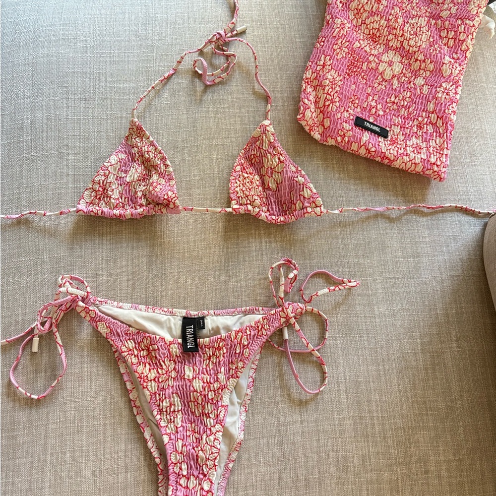 TRIANGL Pink Floral Bikini Set